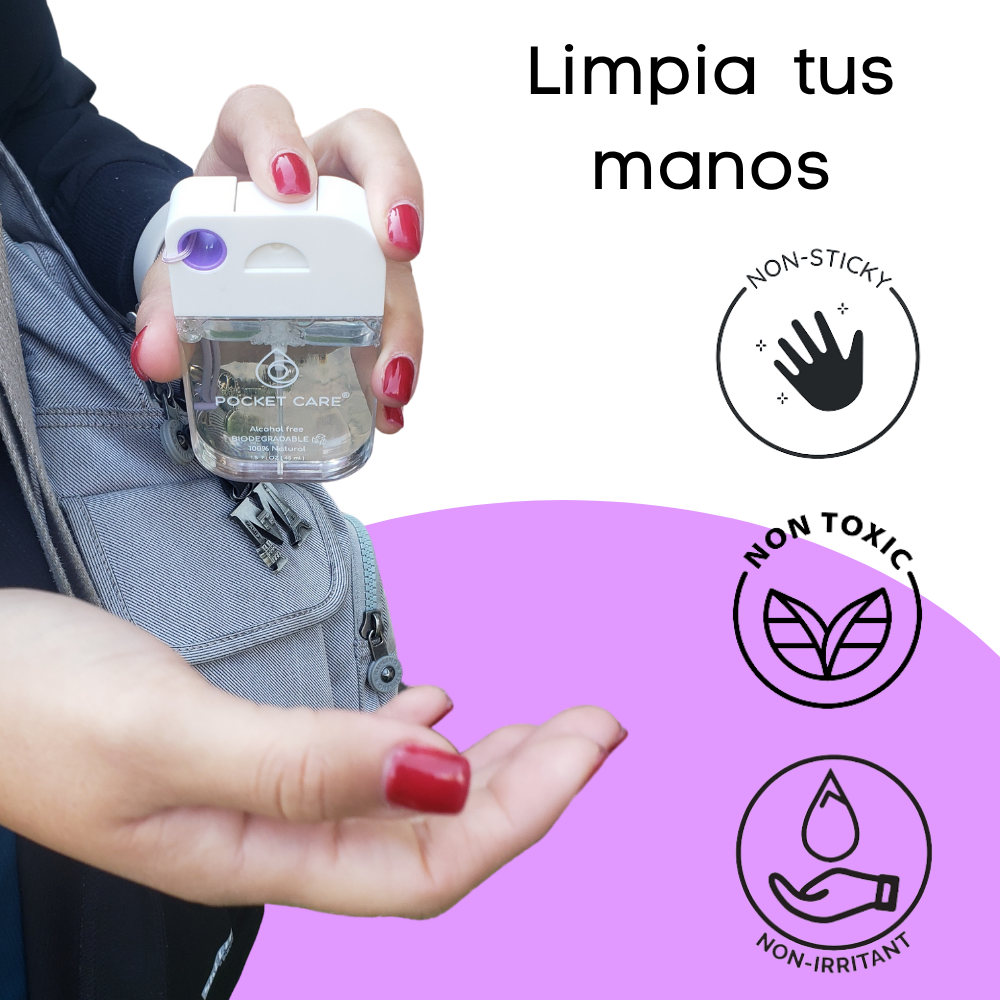 Kit Desinfectante con 5 Spray orgánico - Sin Alcohol 45ml Antibacterial Spray de Bolsillo Orgánico | Sanitizante para Manos - Hand Sanitizer | 100% Natural