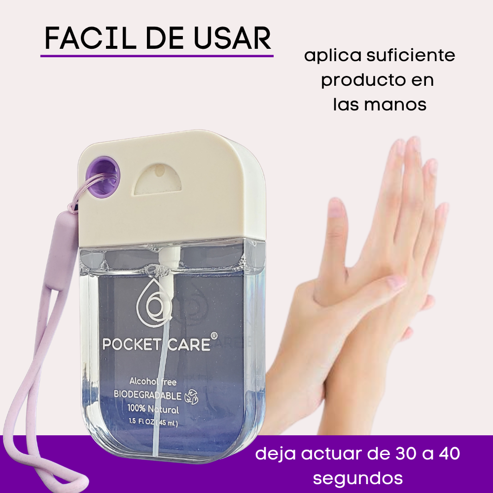 Kit Desinfectante con 4 Spray orgánico - Sin Alcohol 45ml Antibacterial Spray de Bolsillo Orgánico | Sanitizante para Manos - Hand Sanitizer | 100% Natural