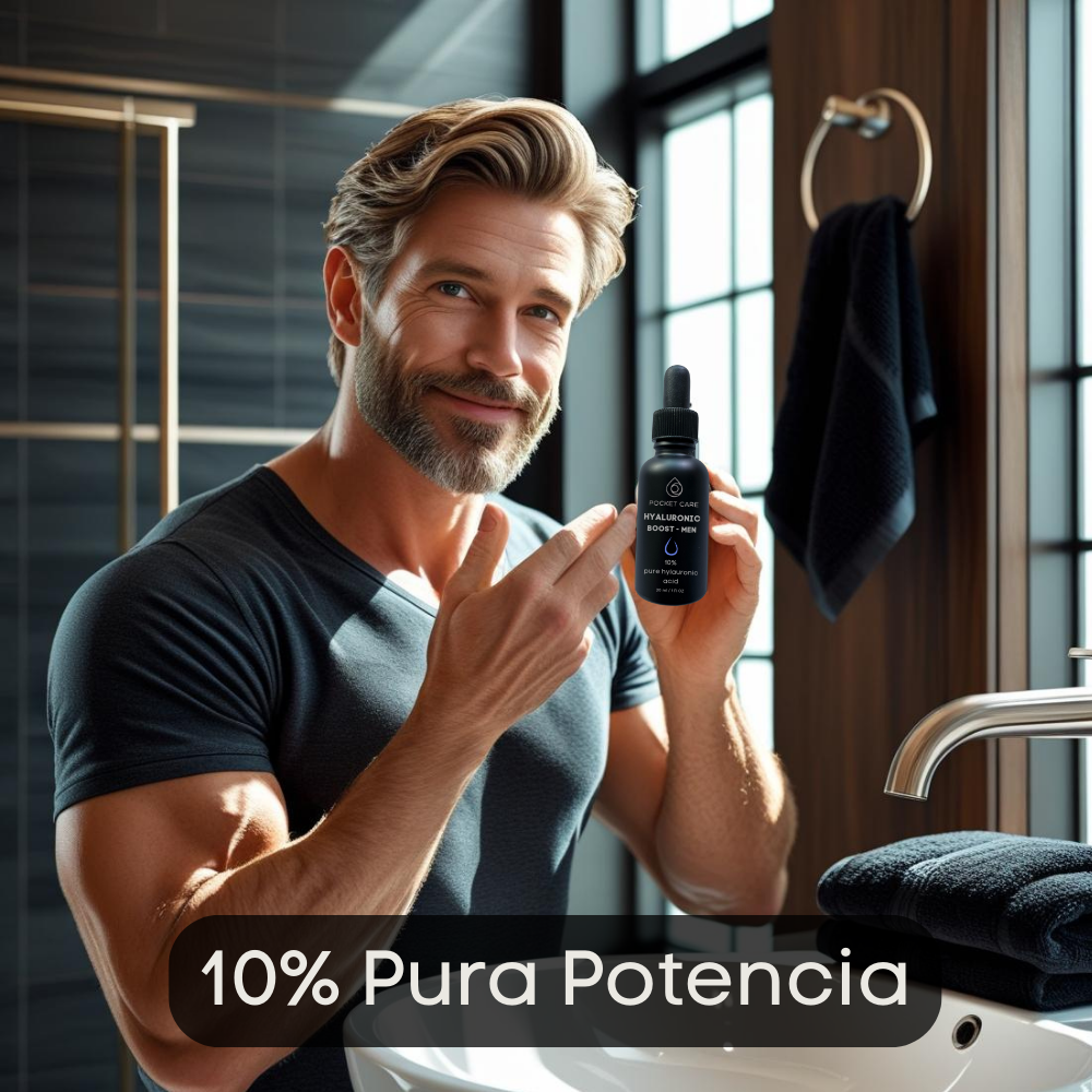 Suero Facial para Hombre - Ácido Hialurónico 10% Puro - Hidratación Profunda y Antiedad - Reduce Arrugas y Líneas de Expresión - Con Colágeno y Vitamina E - Textura Ligera No Grasa - 30 ml