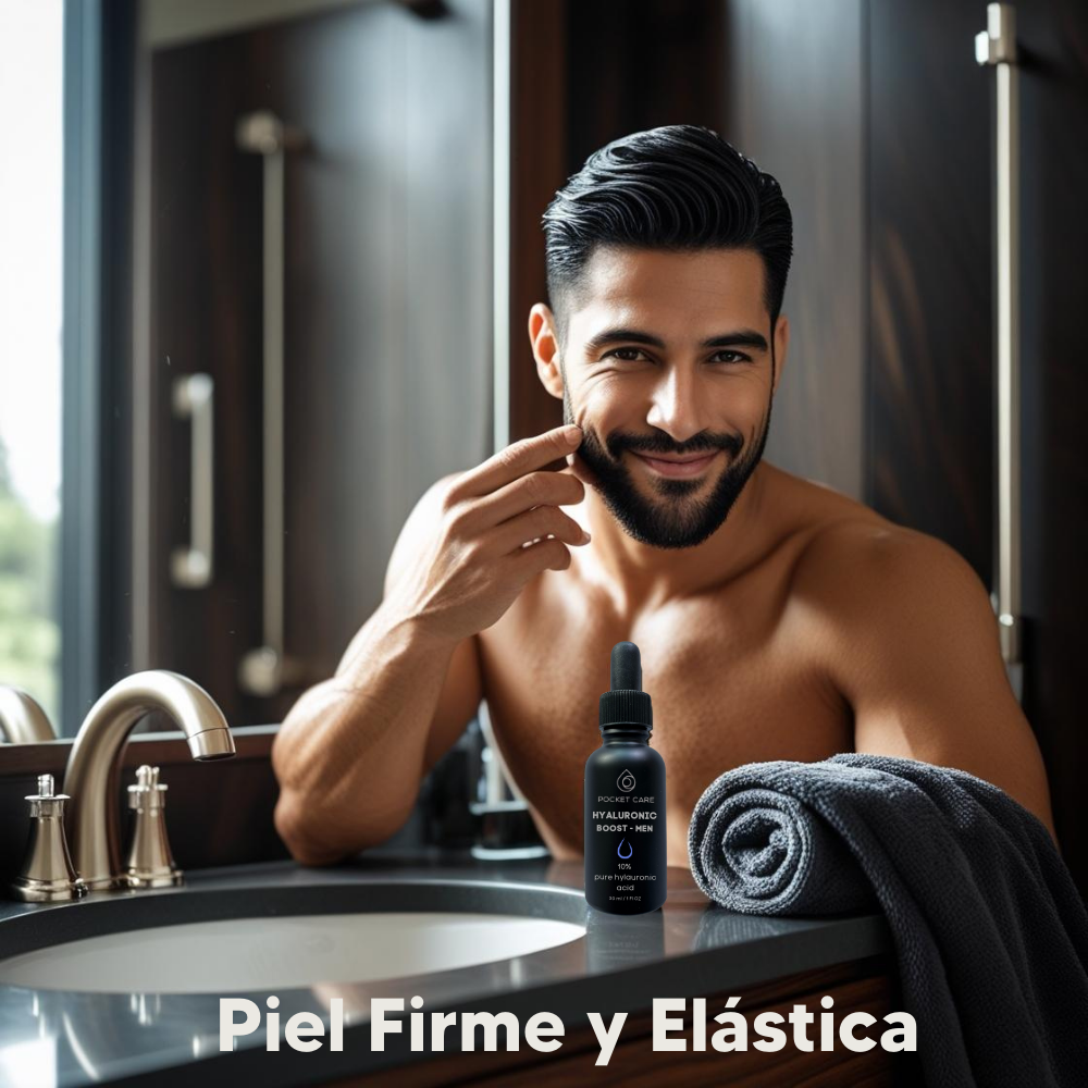 Suero Facial para Hombre - Ácido Hialurónico 10% Puro - Hidratación Profunda y Antiedad - Reduce Arrugas y Líneas de Expresión - Con Colágeno y Vitamina E - Textura Ligera No Grasa - 30 ml