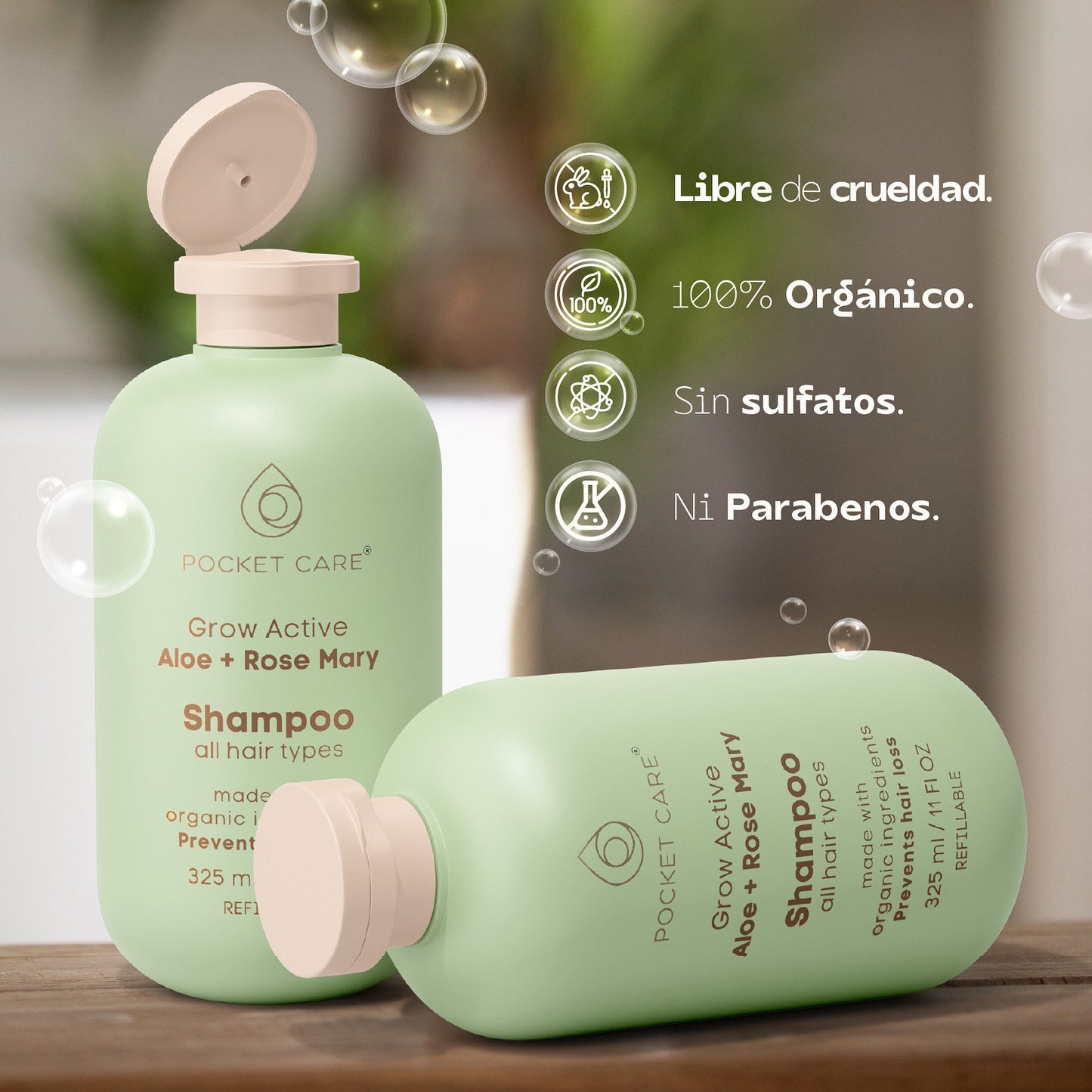 3 pza Shampoo artesanal, Organico Revitalizante, de Sábila, Verbena, Romero y Espinosilla - Hidratación Profunda y Brillo Saludable 325ml