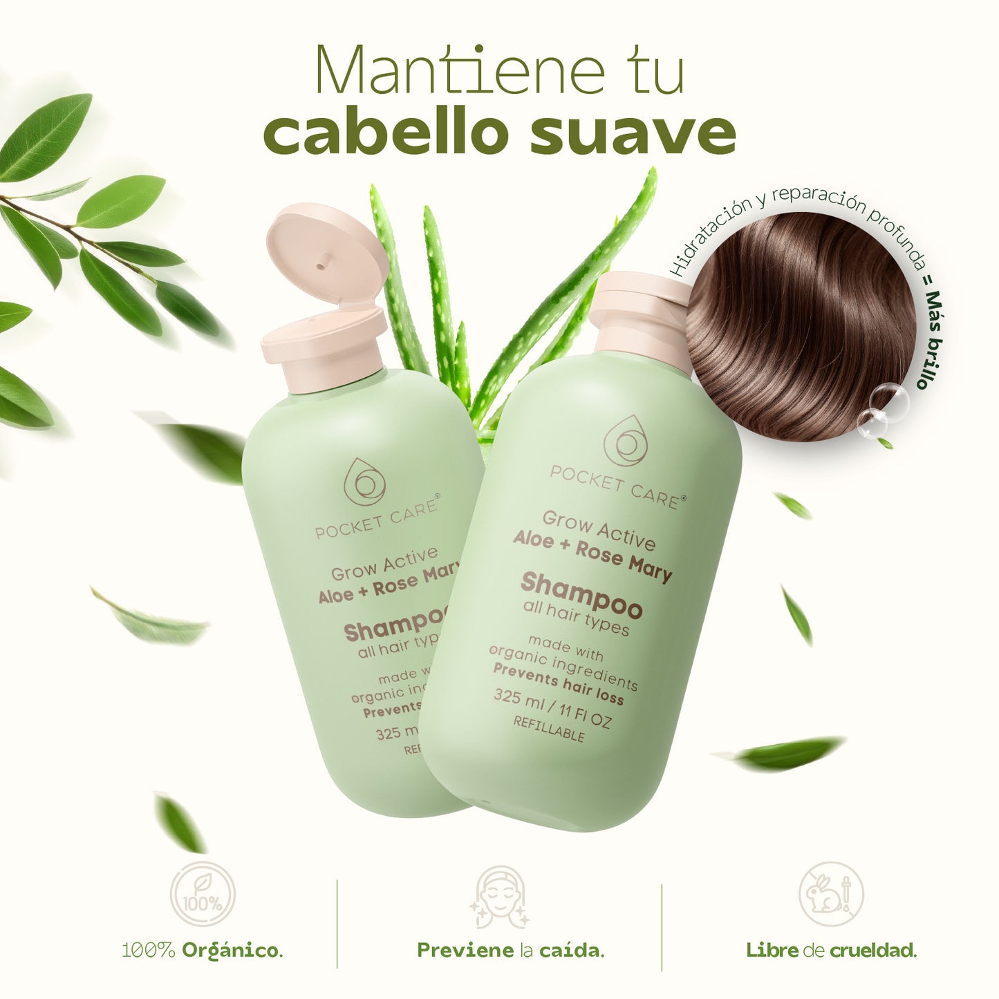 2 pza Shampoo artesanal, Organico, Revitalizante de Sábila, Verbena, Romero y Espinosilla - Hidratación Profunda y Brillo Saludable 325ml