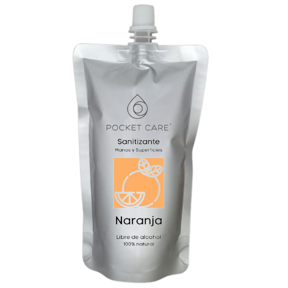 Pocket Care | Desinfectante Spray - Sin Alcohol | REFILL 200ml - NARANJA | Antibacterial Spray de Bolsillo Orgánico | Sanitizante para Manos - Hand Sanitizer | 100% Natural