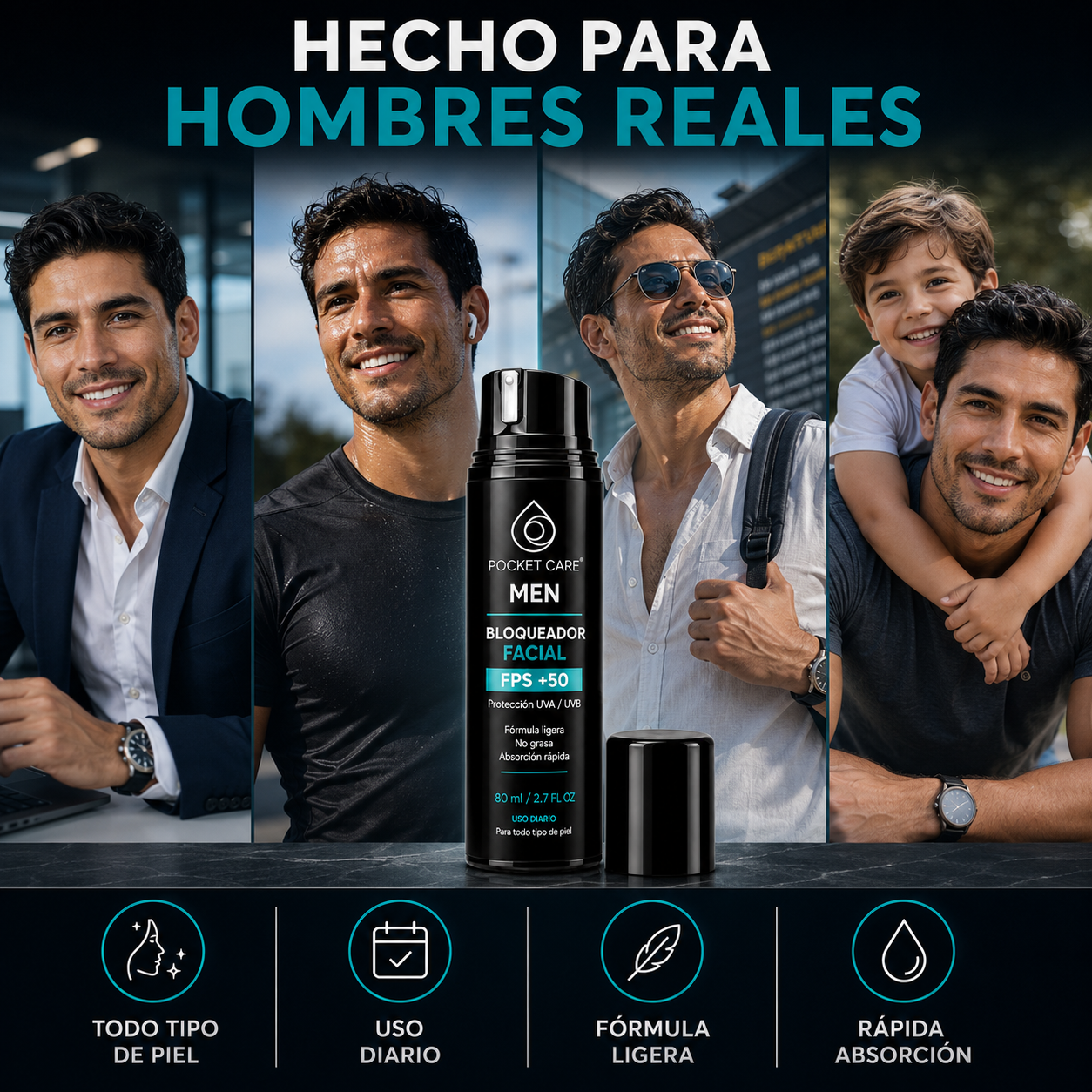Bloqueador Solar Hombre FPS 50 Biodegradable | Pocket Care