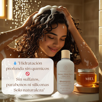 POCKETCARE - Shampoo Orgánico de Miel, Aloe Vera y Romero - Reparador Intenso para Cabello Dañado - Hidratación Natural, Anticaída y Crecimiento - Sin Sulfatos, Parabenos ni Siliconas - 100% Natural y Vegano 325ml
