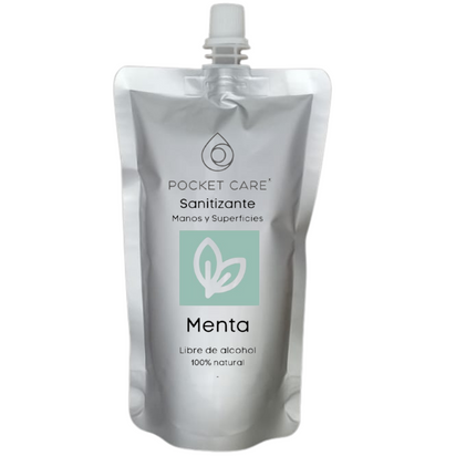 Pocket Care | Desinfectante Spray - Sin Alcohol | REFILL 200ml - MENTA | Antibacterial Spray de Bolsillo Orgánico | Sanitizante para Manos - Hand Sanitizer | 100% Natural