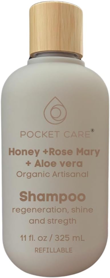 Kit con 2 Shampoos Orgánicos de Miel, Aloe Vera y Romero - Reparador Intenso para Cabello Dañado - Hidratación Natural, Anticaída y Crecimiento - Sin Sulfatos, Parabenos ni Siliconas - 100% Natural y Vegano 325ml