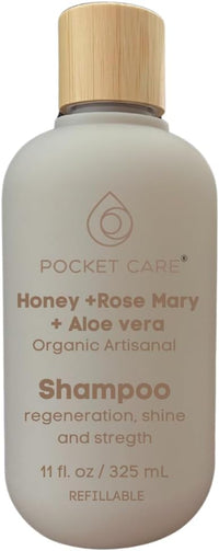 Kit con 2 Shampoos Orgánicos de Miel, Aloe Vera y Romero - Reparador Intenso para Cabello Dañado - Hidratación Natural, Anticaída y Crecimiento - Sin Sulfatos, Parabenos ni Siliconas - 100% Natural y Vegano 325ml