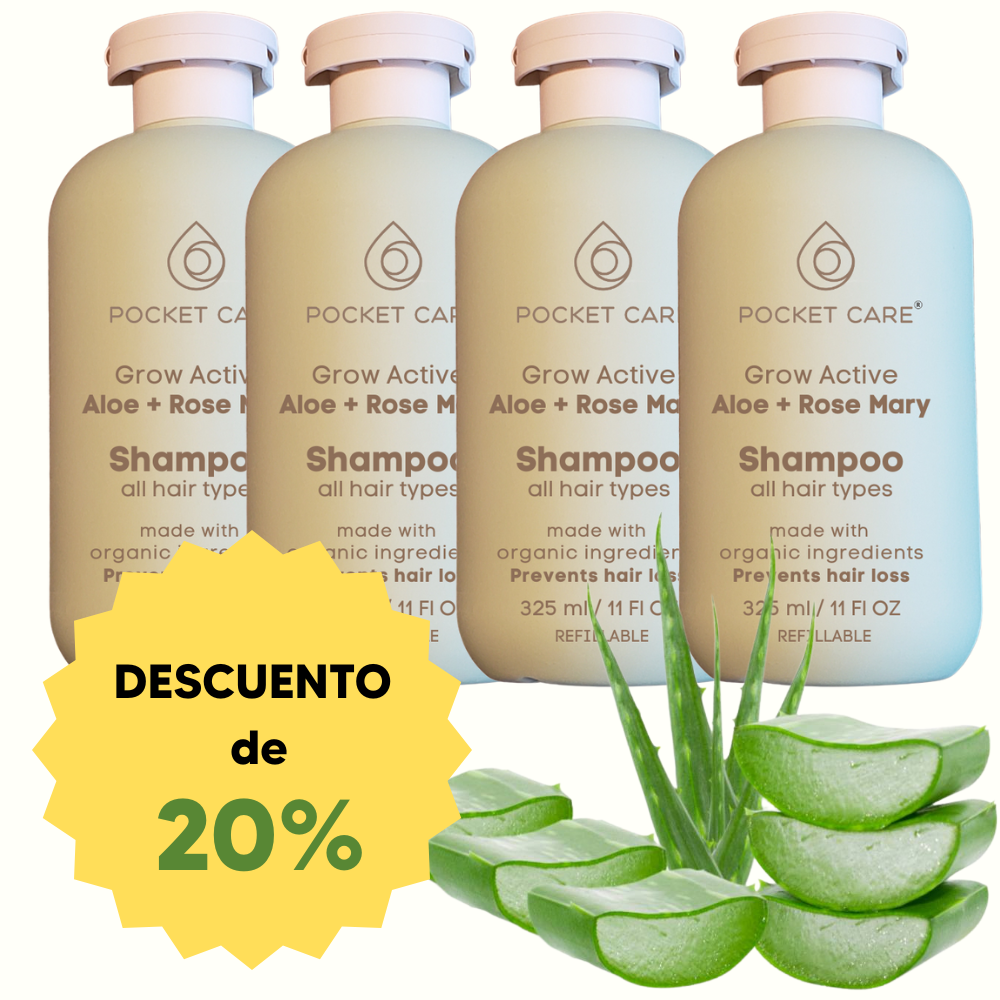 4 pza Shampoo artesanal Organico Revitalizante de Sábila, Verbena, Romero y Espinosilla - Hidratación Profunda y Brillo Saludable 325ml.