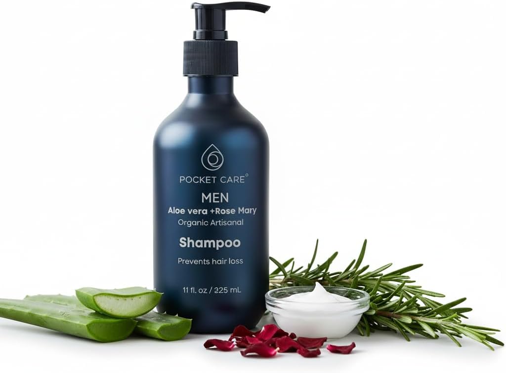 Kit con 2 Shampoos para Hombres 100% Natural y Orgánico | Fortalecedor Capilar con Aloe Vera, Romero, Jojoba y Ortiga | Control de Caída, Caspa y Exceso de Grasa | Aumenta Densidad y Brillo | Sin Sulfatos, Parabenos ni Químicos Agresivos | 325ml