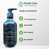 Kit con 2 Shampoos para Hombres 100% Natural y Orgánico | Fortalecedor Capilar con Aloe Vera, Romero, Jojoba y Ortiga | Control de Caída, Caspa y Exceso de Grasa | Aumenta Densidad y Brillo | Sin Sulfatos, Parabenos ni Químicos Agresivos | 325ml