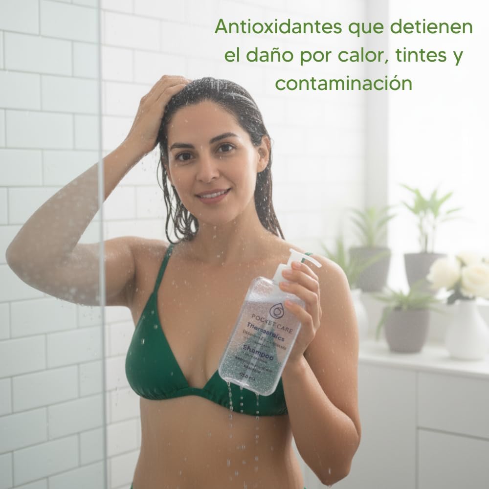 Shampoo Orgánico con Vitamina E antioxidantes y Aceite de Oliva– Microesferas Nutritivas, Brillo y Suavidad – Fórmula Libre de Sulfatos 300 ml