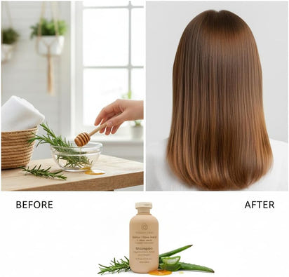 Kit con 2 Shampoos Orgánicos de Miel, Aloe Vera y Romero - Reparador Intenso para Cabello Dañado - Hidratación Natural, Anticaída y Crecimiento - Sin Sulfatos, Parabenos ni Siliconas - 100% Natural y Vegano 325ml