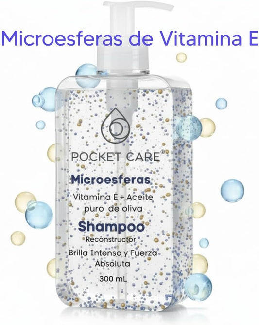 Shampoo Orgánico con Vitamina E antioxidantes y Aceite de Oliva– Microesferas Nutritivas, Brillo y Suavidad – Fórmula Libre de Sulfatos 300 ml