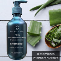 Kit con 2 Shampoos para Hombres 100% Natural y Orgánico | Fortalecedor Capilar con Aloe Vera, Romero, Jojoba y Ortiga | Control de Caída, Caspa y Exceso de Grasa | Aumenta Densidad y Brillo | Sin Sulfatos, Parabenos ni Químicos Agresivos | 325ml