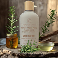 Kit con 2 Shampoos Orgánicos de Miel, Aloe Vera y Romero - Reparador Intenso para Cabello Dañado - Hidratación Natural, Anticaída y Crecimiento - Sin Sulfatos, Parabenos ni Siliconas - 100% Natural y Vegano 325ml