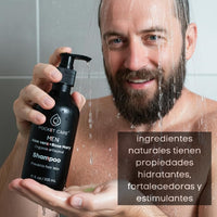 Kit con 2 Shampoos para Hombres 100% Natural y Orgánico | Fortalecedor Capilar con Aloe Vera, Romero, Jojoba y Ortiga | Control de Caída, Caspa y Exceso de Grasa | Aumenta Densidad y Brillo | Sin Sulfatos, Parabenos ni Químicos Agresivos | 325ml