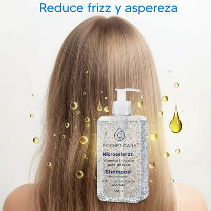 Shampoo Orgánico con Vitamina E antioxidantes y Aceite de Oliva– Microesferas Nutritivas, Brillo y Suavidad – Fórmula Libre de Sulfatos 300 ml
