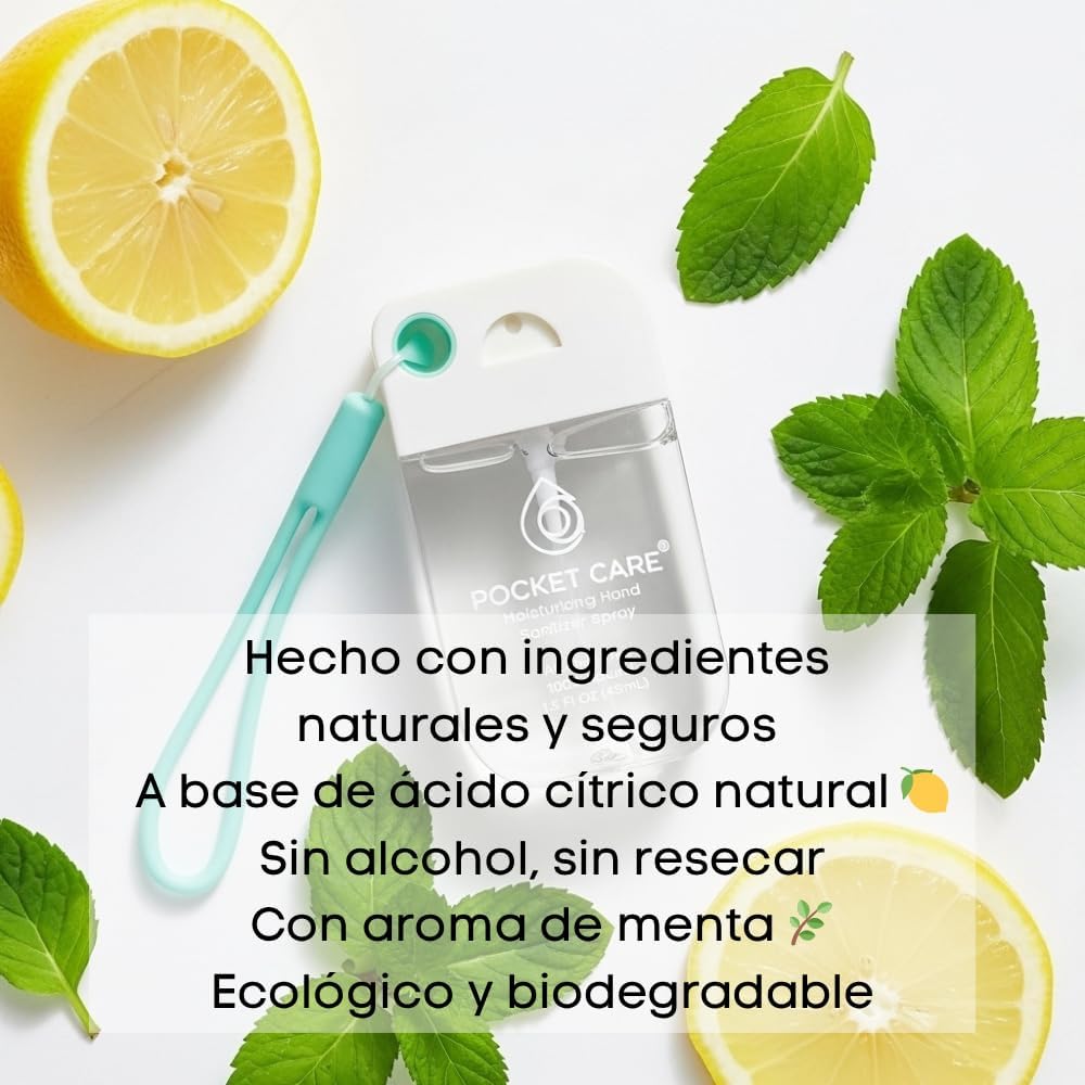 kit con 3 Desinfectantes Spray - Sin Alcohol 45ml - Antibacterial Spray de Bolsillo Orgánico, Sanitizante para Manos - Hand Sanitizer - 100% Natural