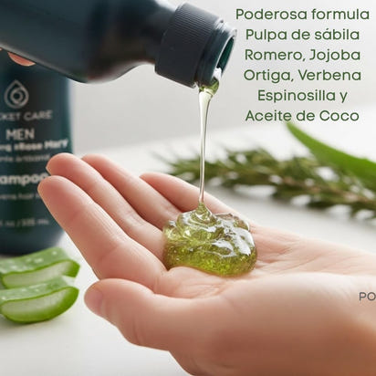 Kit con 2 Shampoos para Hombres 100% Natural y Orgánico | Fortalecedor Capilar con Aloe Vera, Romero, Jojoba y Ortiga | Control de Caída, Caspa y Exceso de Grasa | Aumenta Densidad y Brillo | Sin Sulfatos, Parabenos ni Químicos Agresivos | 325ml