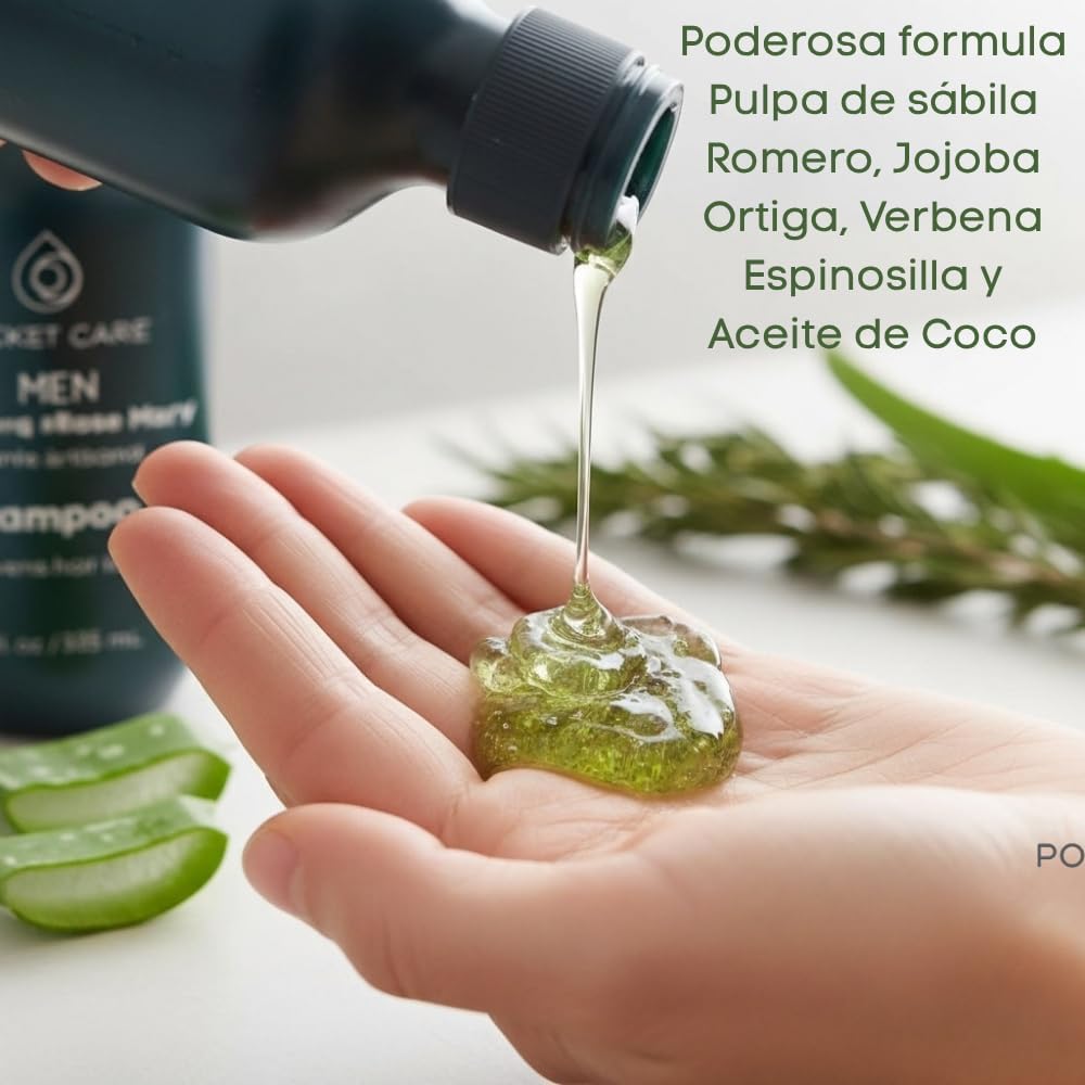 Kit con 2 Shampoos para Hombres 100% Natural y Orgánico | Fortalecedor Capilar con Aloe Vera, Romero, Jojoba y Ortiga | Control de Caída, Caspa y Exceso de Grasa | Aumenta Densidad y Brillo | Sin Sulfatos, Parabenos ni Químicos Agresivos | 325ml