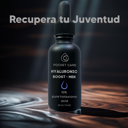 Suero Facial para Hombre - Ácido Hialurónico 10% Puro - Hidratación Profunda y Antiedad - Reduce Arrugas y Líneas de Expresión - Con Colágeno y Vitamina E - Textura Ligera No Grasa - 30 ml