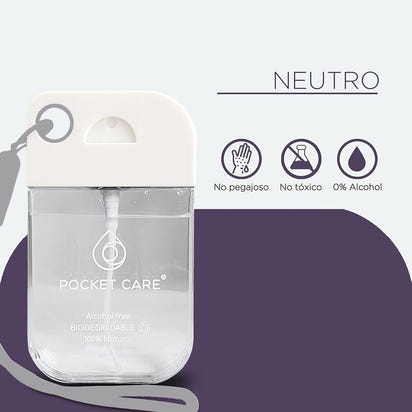 Desinfectante Spray - Sin Alcohol 45ml - NEUTRO  Antibacterial Spray de Bolsillo Orgánico Sanitizante para Manos - Hand Sanitizer Sin Perfume - 100% Natural