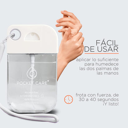 Pocket Care Naranja Citric Desinfectante Spray 45ml - con Liston Gris | Antibacterial Spray de Bolsillo Orgánico | Sanitizante para Manos y Superficies - Hand Sanitizer 100% Natural