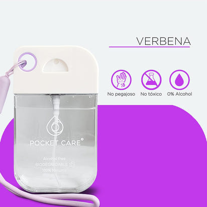 Desinfectante Spray Verbena - Sin Alcohol | 45ml | Antibacterial Spray de Bolsillo Orgánico | Sanitizante para Manos - Hand Sanitizer |Aroma Verbena 100% Natural