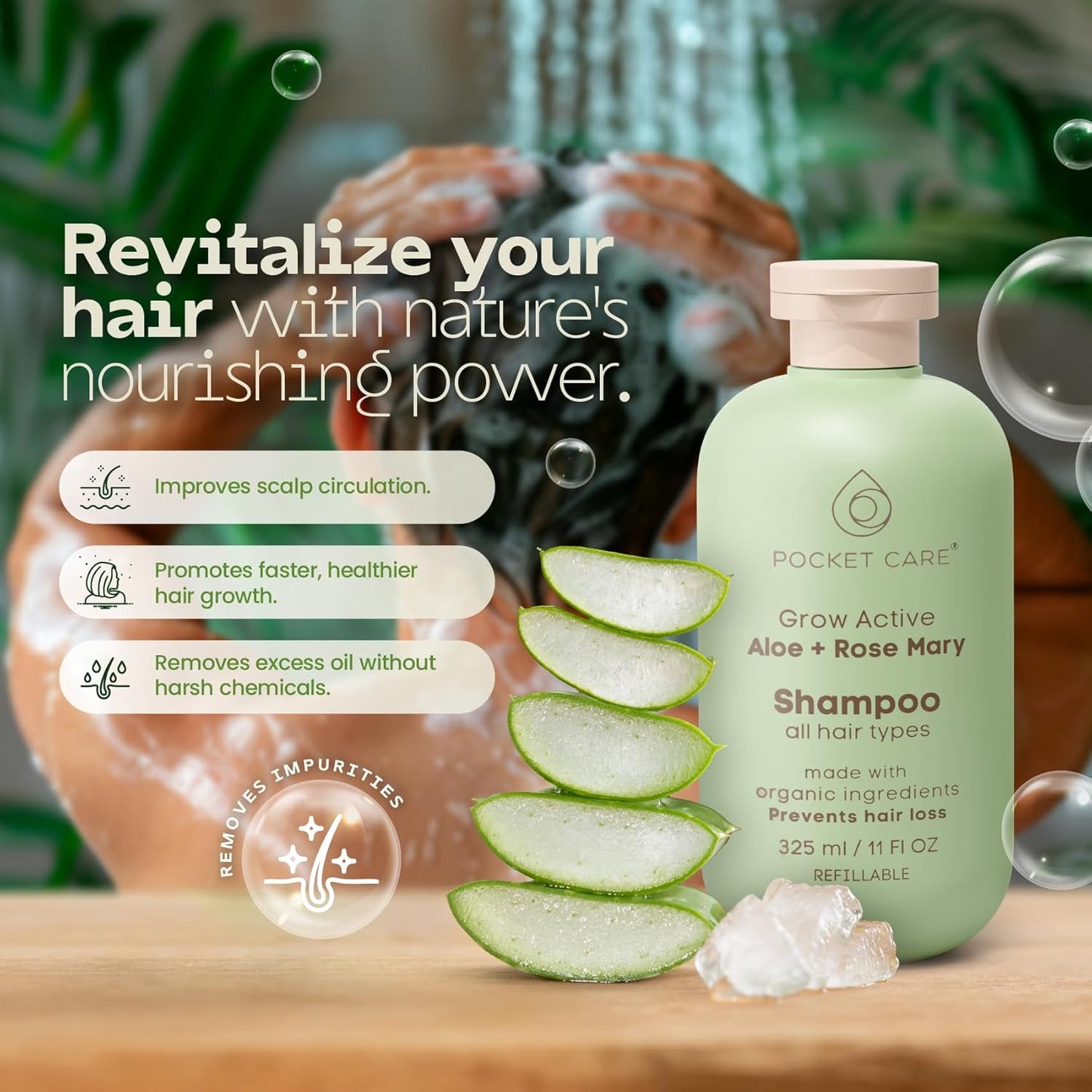 Kit con 2 Shampoos artesanales; Orgánico Revitalizante de Sábila, Verbena, Romero y Espinosilla - Hidratación Profunda y Brillo Saludable 325ml cada uno