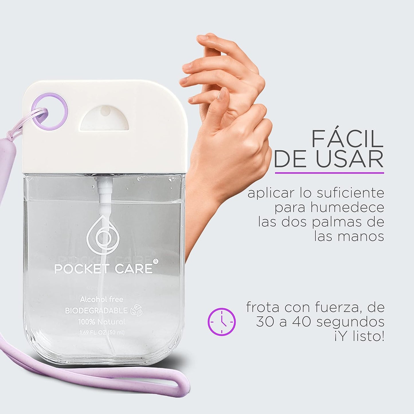 Desinfectante Spray Verbena - Sin Alcohol | 45ml | Antibacterial Spray de Bolsillo Orgánico | Sanitizante para Manos - Hand Sanitizer |Aroma Verbena 100% Natural