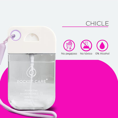 Desinfectante Spray - Sin Alcohol | 45ml - CHICLE | Antibacterial Spray de Bolsillo Orgánico | Sanitizante para Manos - Hand Sanitizer | Aroma Chicle - 100% Natural