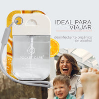 Pocket Care Naranja Citric Desinfectante Spray 45ml - con Liston Gris | Antibacterial Spray de Bolsillo Orgánico | Sanitizante para Manos y Superficies - Hand Sanitizer 100% Natural