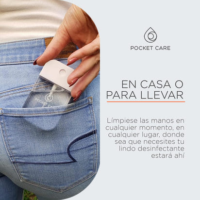 Pocket Care Naranja Citric Desinfectante Spray 45ml - con Liston Gris | Antibacterial Spray de Bolsillo Orgánico | Sanitizante para Manos y Superficies - Hand Sanitizer 100% Natural