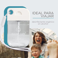 Pocket Care BABY Desinfectante Spray - Sin Alcohol 45ml Antibacterial Spray de Bolsillo Orgánico | Sanitizante para Manos - Hand Sanitizer | Aroma Bebé - 100% Natural.