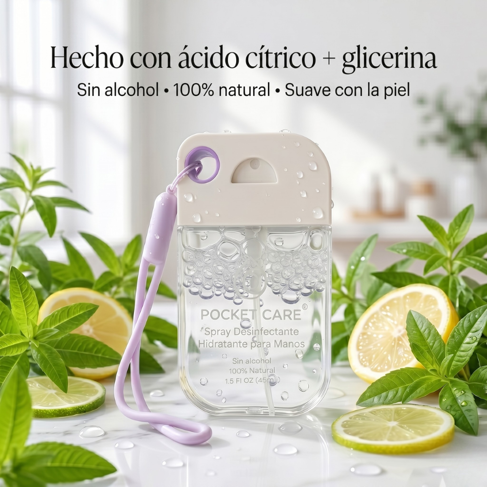 Kit Sanitizante Spray Sin Alcohol 45ml + Refill 250ml — Aroma Uva | Pocket Care