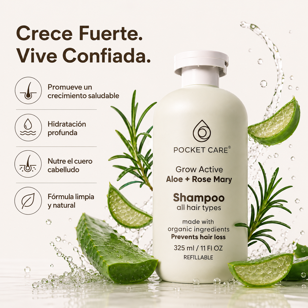 Kit Shampoo de Sábila 325ml + Refill 200ml | Pocket Care