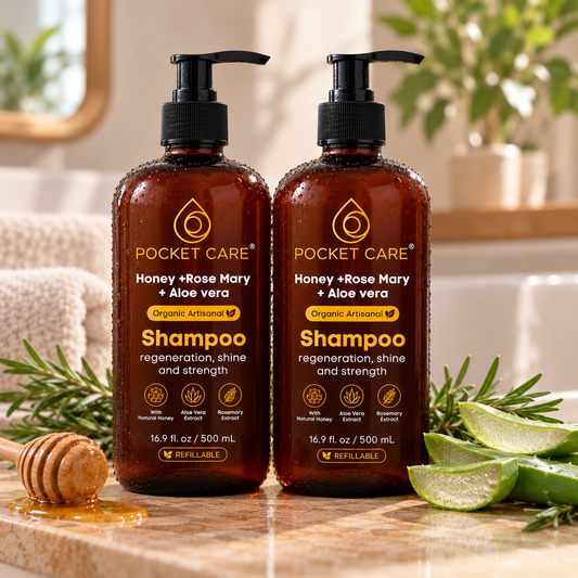 Shampoo para Cabello Seco o Maltratado — Nutrición y Suavidad con Miel, Sábila y Romero | Kit 2 × 500 ml