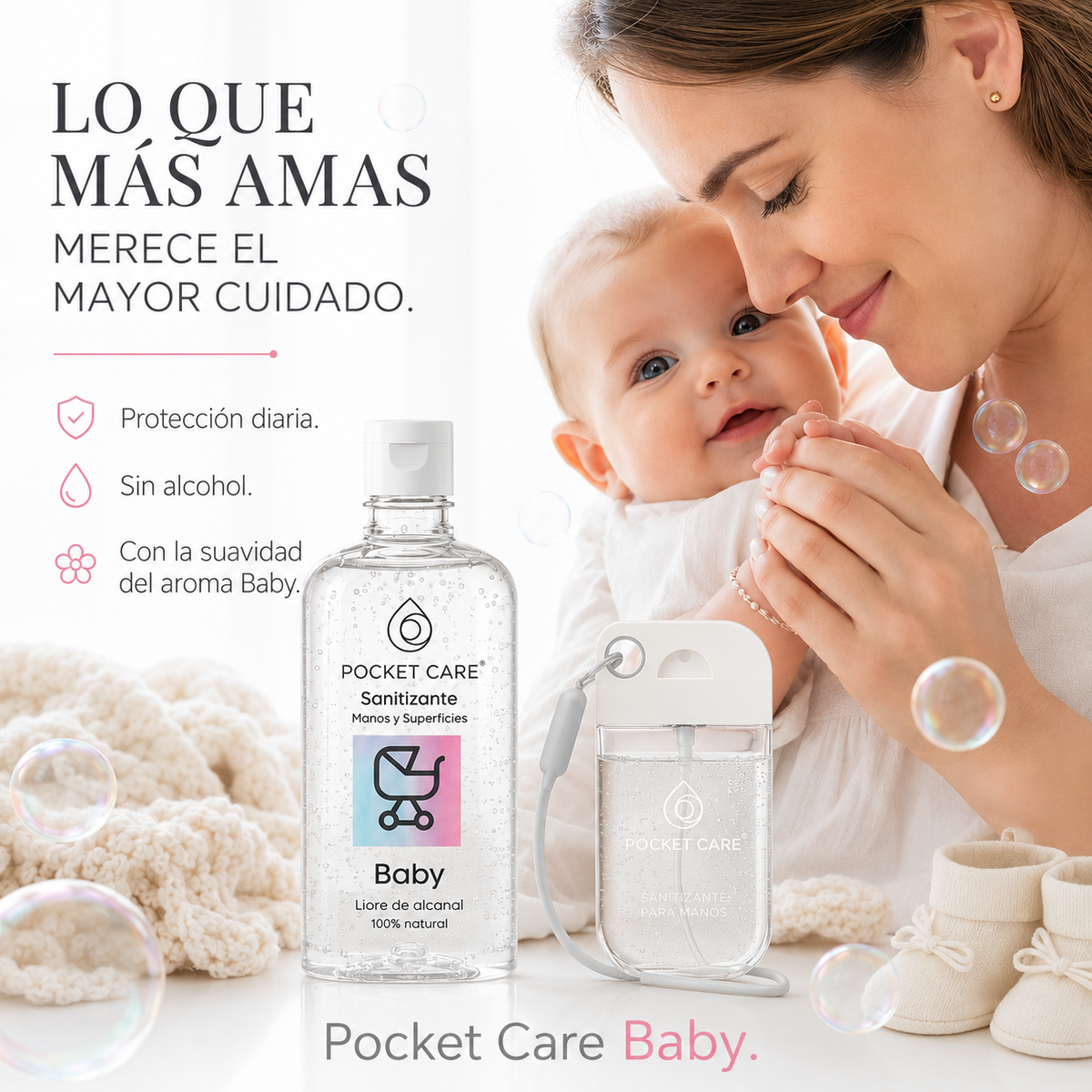 Kit Sanitizante Spray Sin Alcohol 45ml + Refill 250ml — Aroma Baby | Pocket Care