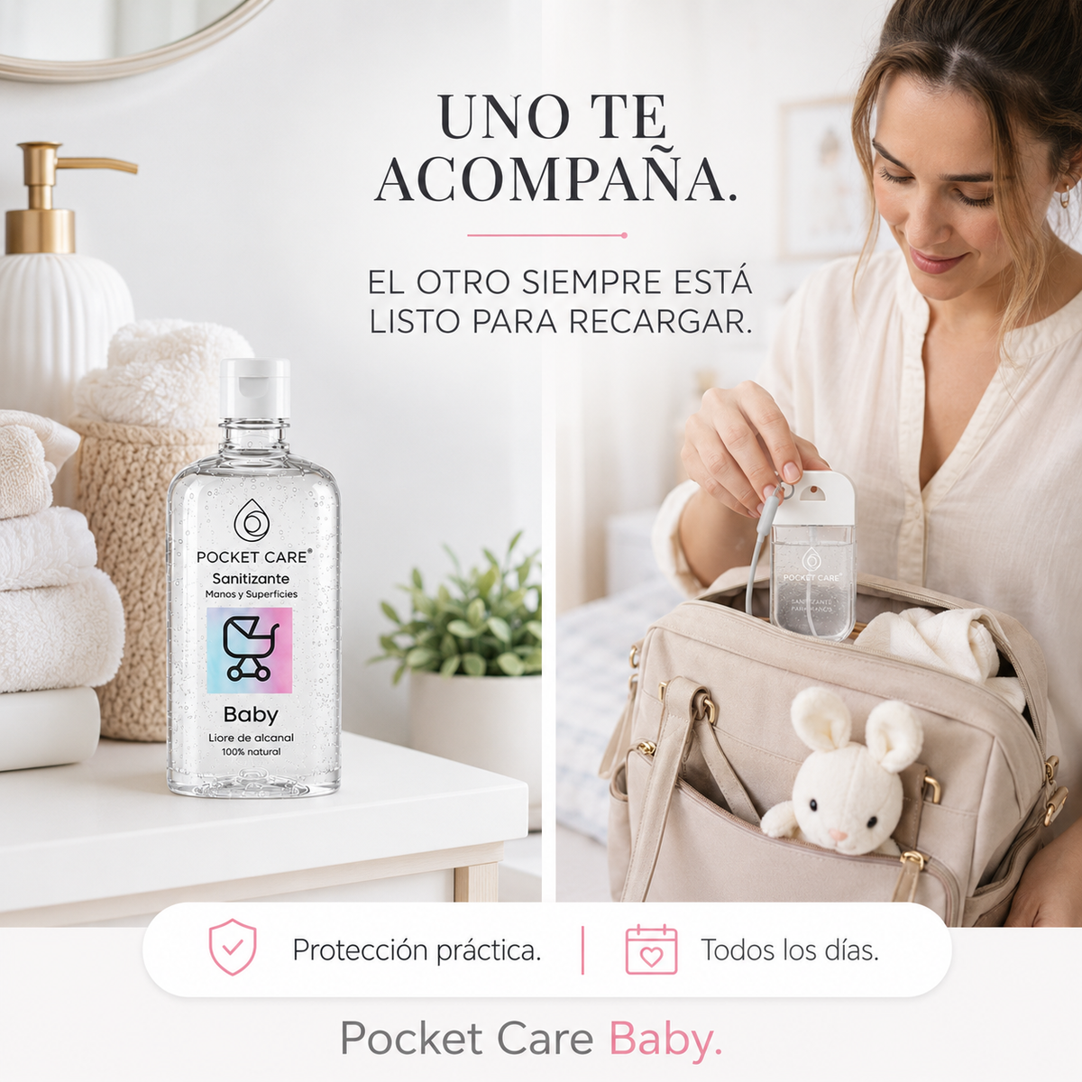 Kit Sanitizante Spray Sin Alcohol 45ml + Refill 250ml — Aroma Baby | Pocket Care