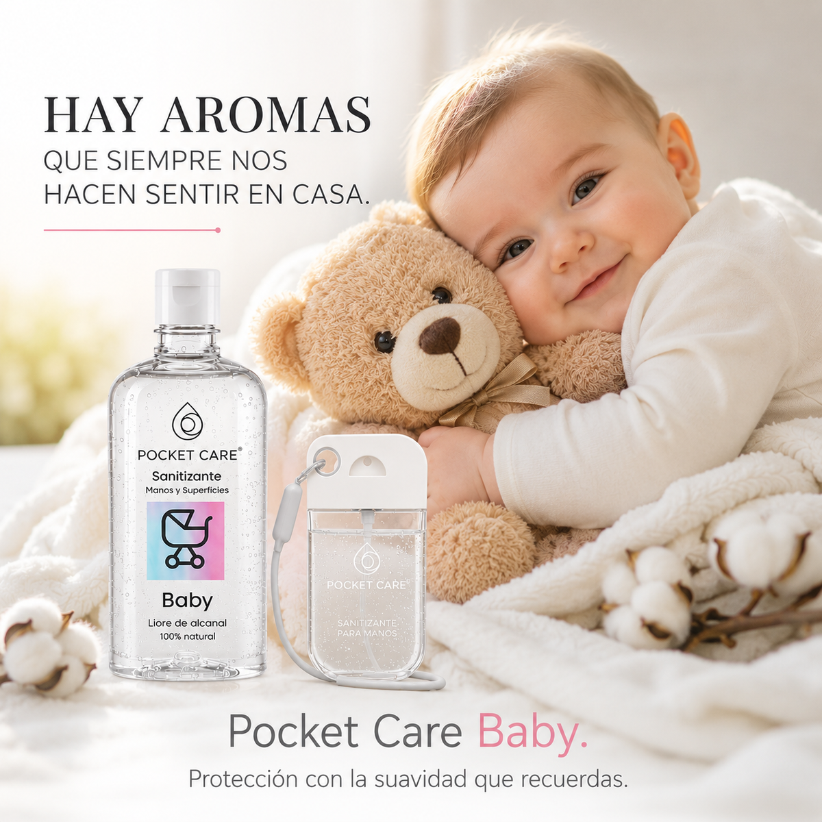 Kit Sanitizante Spray Sin Alcohol 45ml + Refill 250ml — Aroma Baby | Pocket Care