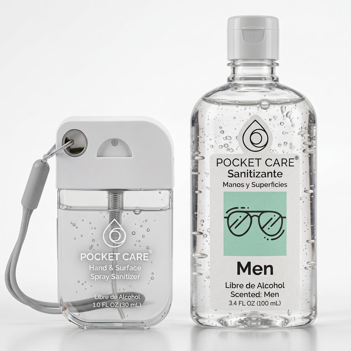 Kit Sanitizante Spray Sin Alcohol 45ml + Refill 250ml — Aroma Men | Pocket Care