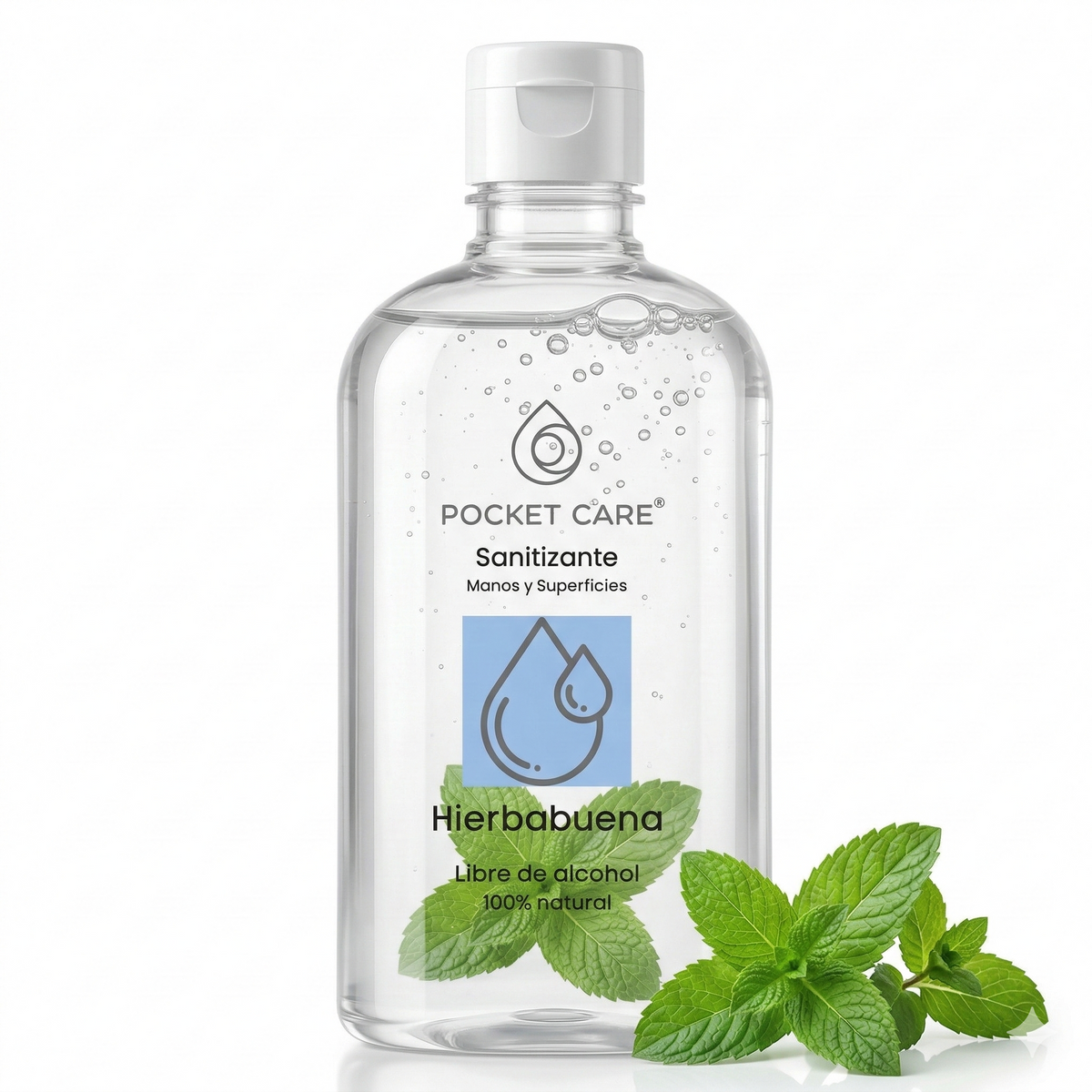 Kit Sanitizante Spray Sin Alcohol 45ml + Refill 250ml — Aroma Hierbabuena | Pocket Care