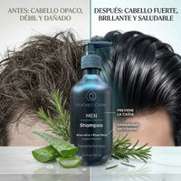 Kit con 2 Shampoos para Hombres 100% Natural y Orgánico | Fortalecedor Capilar con Aloe Vera, Romero, Jojoba y Ortiga | Control de Caída, Caspa y Exceso de Grasa | Aumenta Densidad y Brillo | Sin Sulfatos, Parabenos ni Químicos Agresivos | 500ml