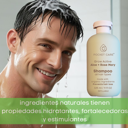Shampoo artesanal, Organico, Revitalizante de Sábila, Verbena, Romero y Espinosilla - Hidratación Profunda y Brillo Saludable 325ml