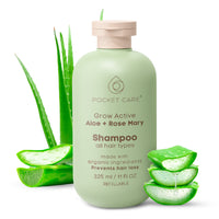 Shampoo para pelo orgánico, artesanal de pulpa de sábila en alta concentración, romero y nutrientes naturales, regenerador de cabello, Prevención caída del cabello e Hidratación 525 ml (Kit Shampoo + Refill, Aloe Vera)