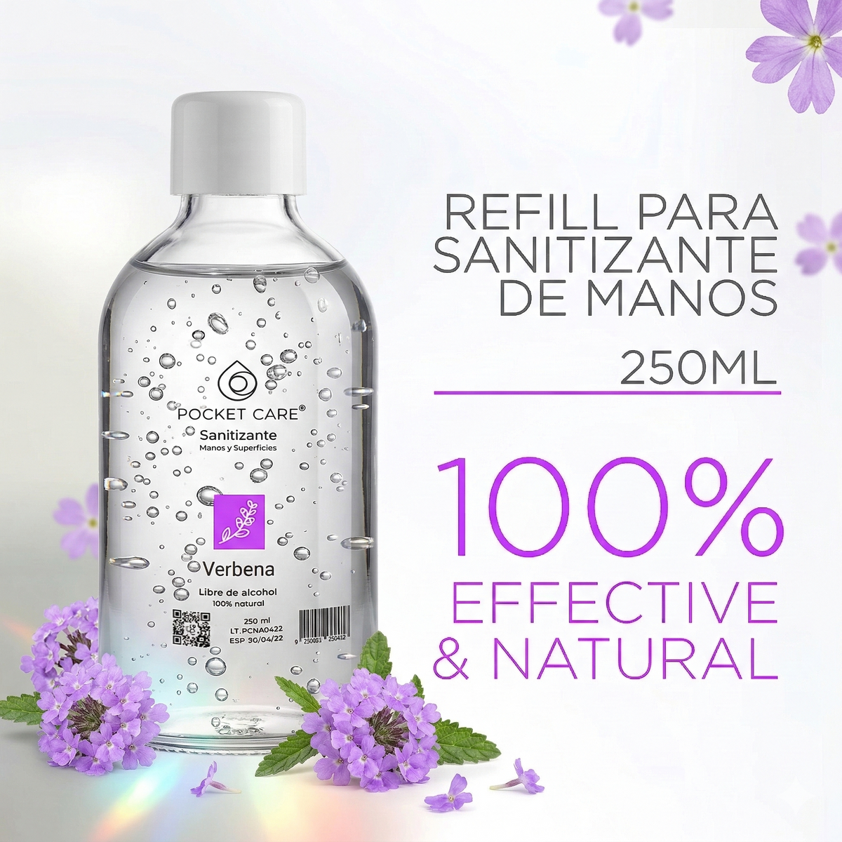 Kit Sanitizante Spray Sin Alcohol 45ml + Refill 250ml — Aroma Verbena | Pocket Care