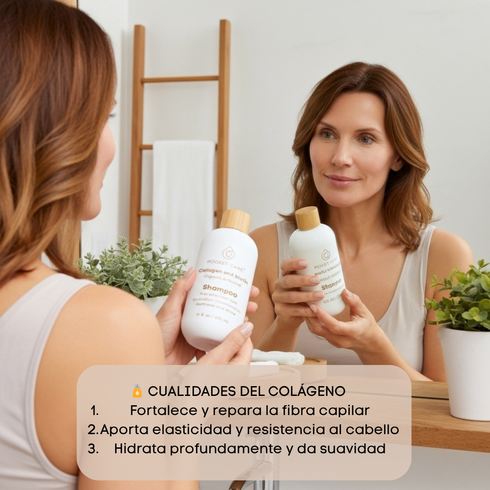 Shampoo Revitalizante de Colágeno y Biotina orgánico sin sulfatos - Cabello Fuerte, Sano y Lleno de Vida 325ml