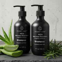 Kit con 2 Shampoos para Hombres 100% Natural y Orgánico | Fortalecedor Capilar con Aloe Vera, Romero, Jojoba y Ortiga | Control de Caída, Caspa y Exceso de Grasa | Aumenta Densidad y Brillo | Sin Sulfatos, Parabenos ni Químicos Agresivos | 325ml