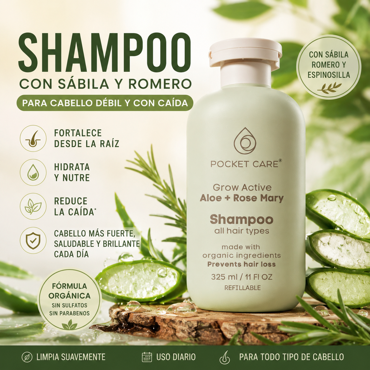 Tratamiento Anticaída y Fortalecedor – Shampoo Anticaída que fortalece desde la raíz – 325 ml